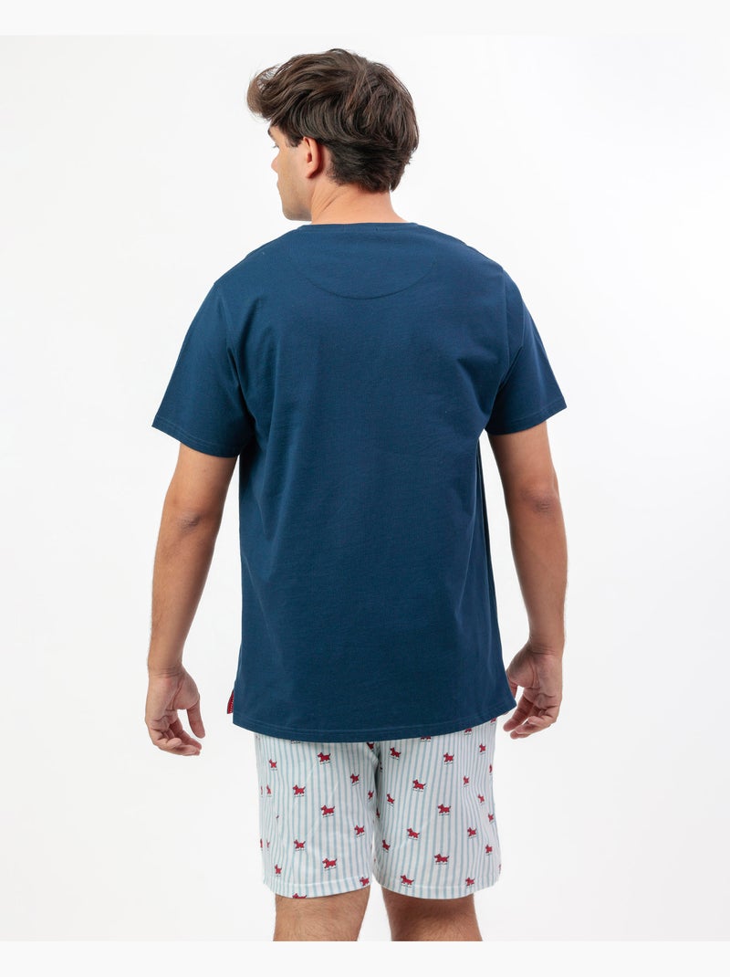 Pyjama à manches courtes à rayures Lou Lou pour homme ADMAS Bleu marine - Kiabi