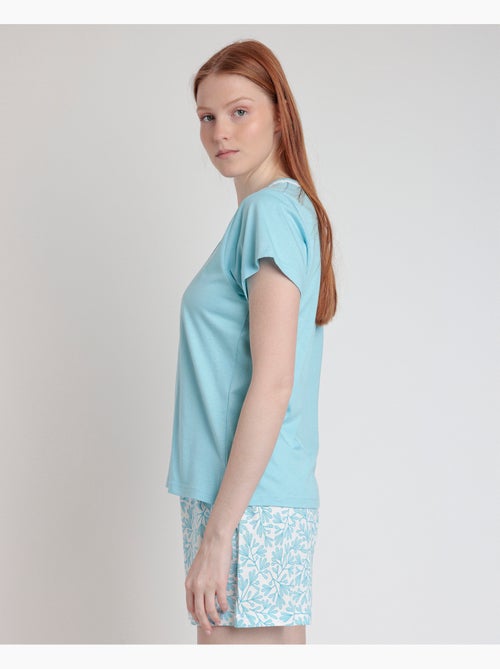 Pyjama à manches courtes ADMAS CLASSIC pour femme, motif feuilles printanières - Kiabi Pyjama à manches courtes ADMAS CLASSIC pour femme, motif feuilles printanières - Kiabi