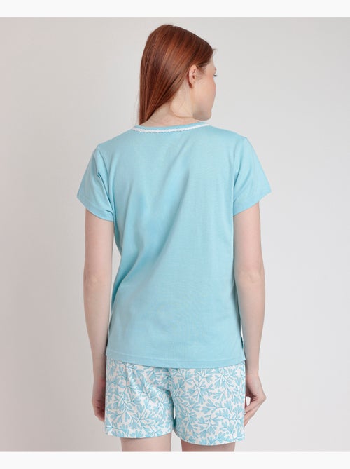 Pyjama à manches courtes ADMAS CLASSIC pour femme, motif feuilles printanières - Kiabi Pyjama à manches courtes ADMAS CLASSIC pour femme, motif feuilles printanières - Kiabi