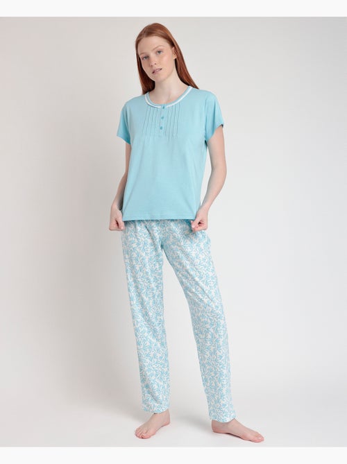 Pyjama à manches courtes ADMAS CLASSIC pour femme, motif feuilles printanières - Kiabi Pyjama à manches courtes ADMAS CLASSIC pour femme, motif feuilles printanières - Kiabi