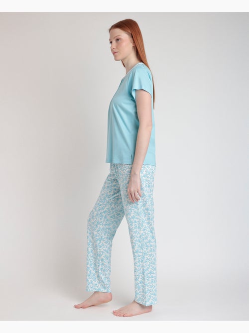 Pyjama à manches courtes ADMAS CLASSIC pour femme, motif feuilles printanières - Kiabi Pyjama à manches courtes ADMAS CLASSIC pour femme, motif feuilles printanières - Kiabi