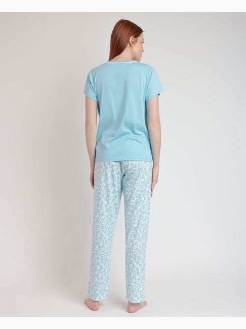 Pyjama à manches courtes ADMAS CLASSIC pour femme, motif feuilles printanières - Kiabi Pyjama à manches courtes ADMAS CLASSIC pour femme, motif feuilles printanières - Kiabi