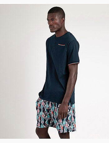 Pyjama à manches courtes ADMAS pour homme, motif course de bateaux