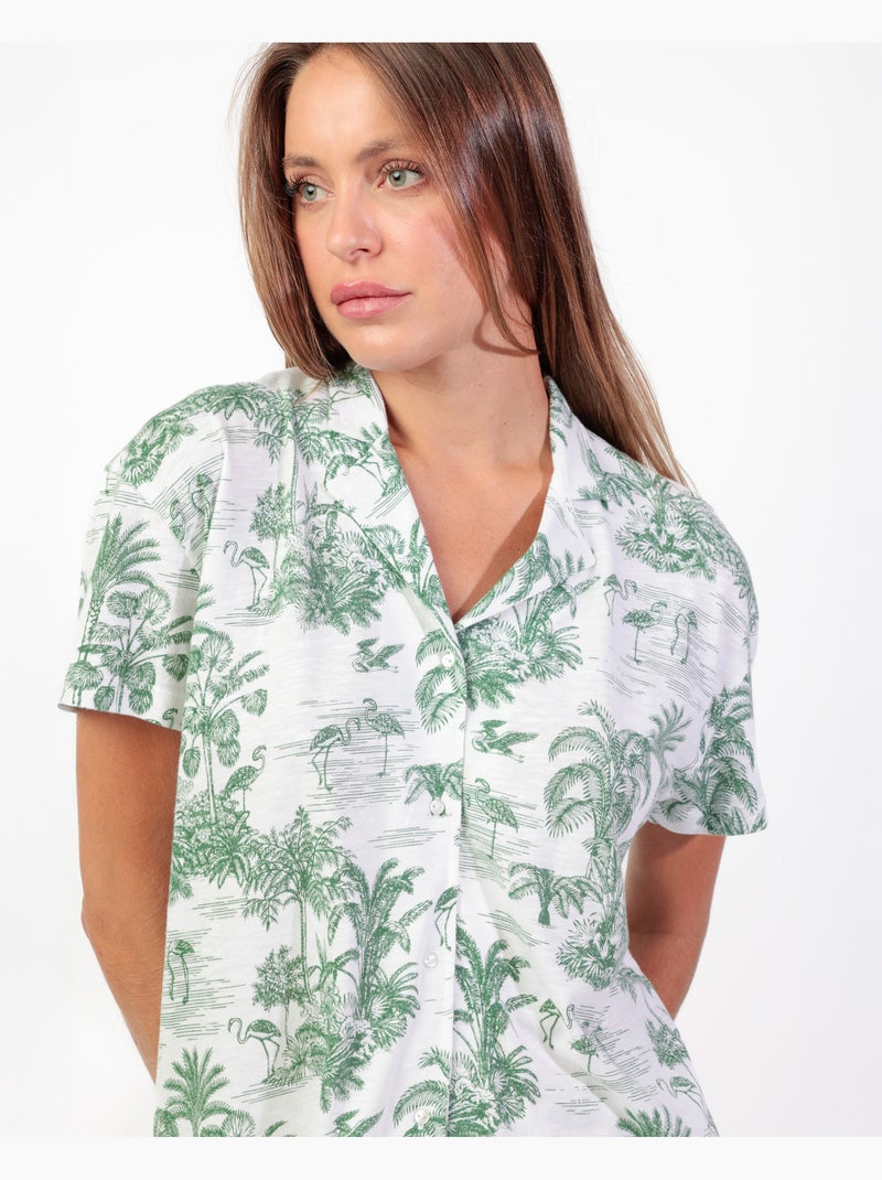 Pyjama à manches courtes ADMAS Summer Paradise pour femme Vert forêt - Kiabi