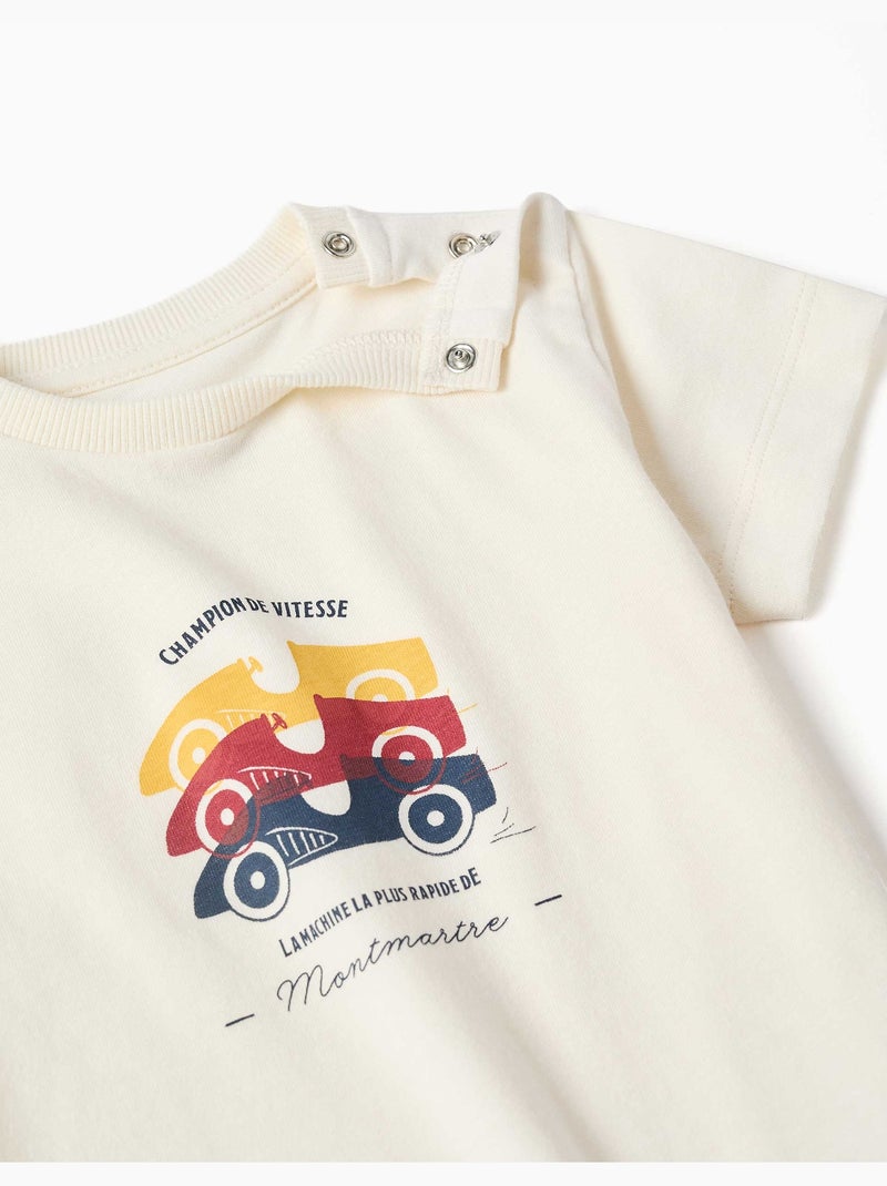 Pyjama à manches courtes avec imprimé voitures de course Blanc - Kiabi