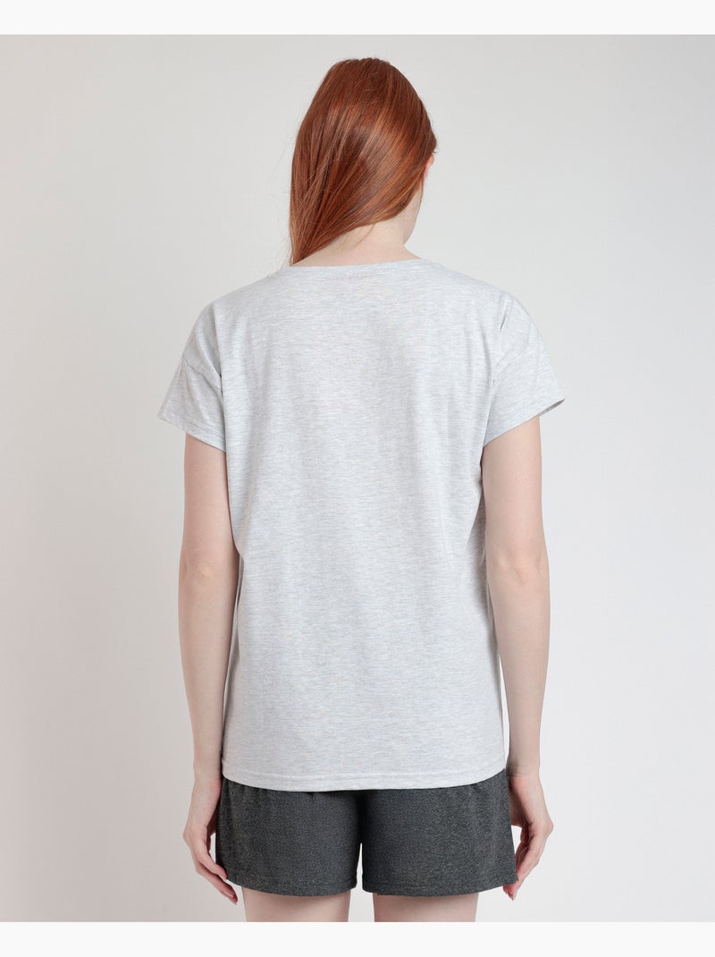 Pyjama à manches courtes BARBIE Forever Icon pour femme Gris chiné - Kiabi