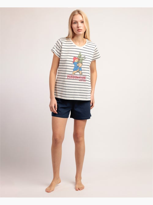 Pyjama à manches courtes bleu marine pour femme PADDINGTON CLASSIC - Kiabi Pyjama à manches courtes bleu marine pour femme PADDINGTON CLASSIC - Kiabi