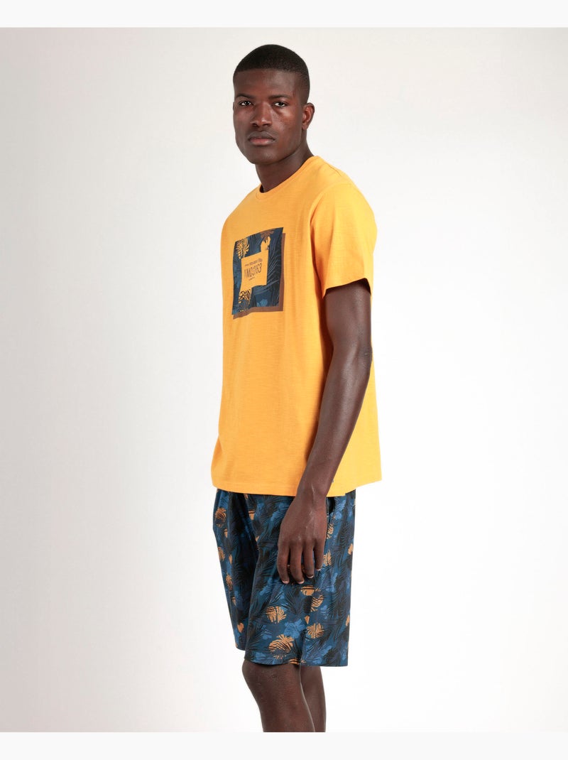 Pyjama à manches courtes Denver pour homme ADMAS Moutarde - Kiabi