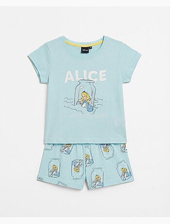 Pyjama à manches courtes Disney Blue Alice pour fille