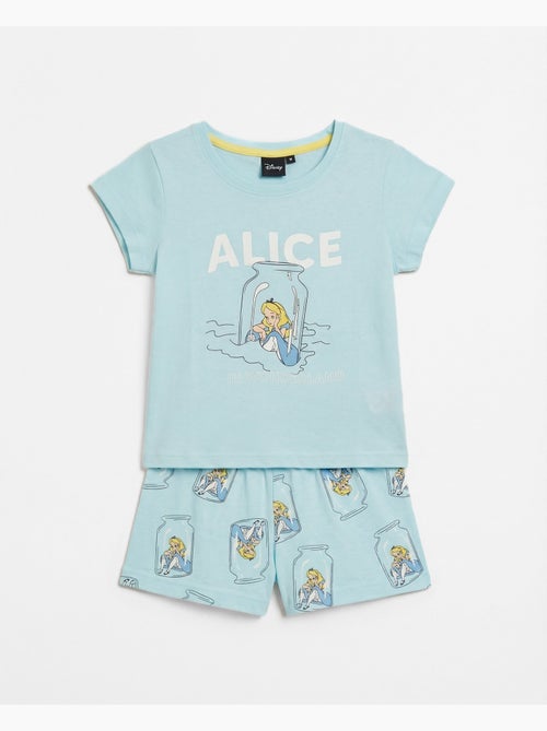 Pyjama à manches courtes Disney Blue Alice pour fille - Kiabi