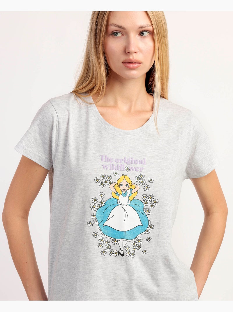 Pyjama à manches courtes Disney Dreamland pour femme Gris chiné - Kiabi
