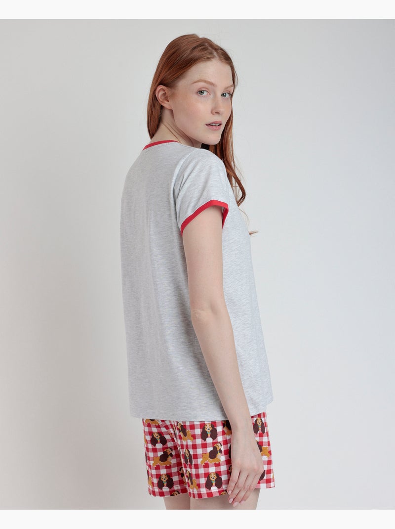 Pyjama à manches courtes Disney La Belle et le Clochard pour femme Rouge - Kiabi
