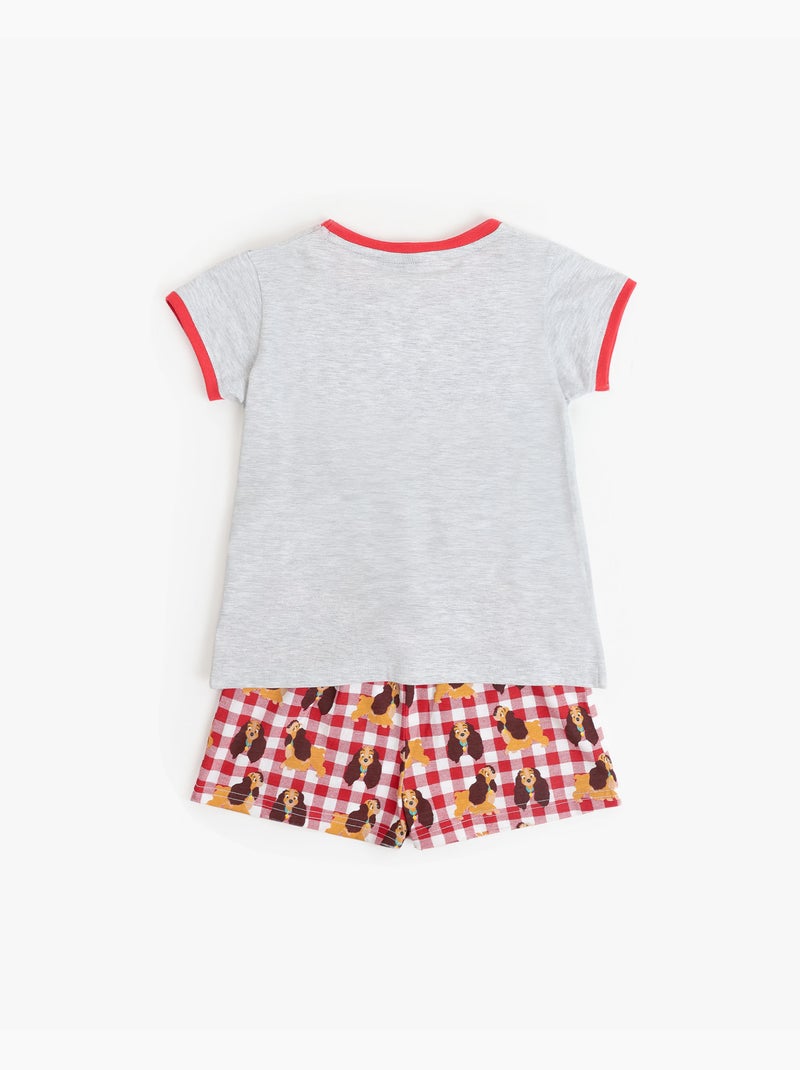 Pyjama à manches courtes Disney La Belle et le Clochard pour fille Rouge - Kiabi