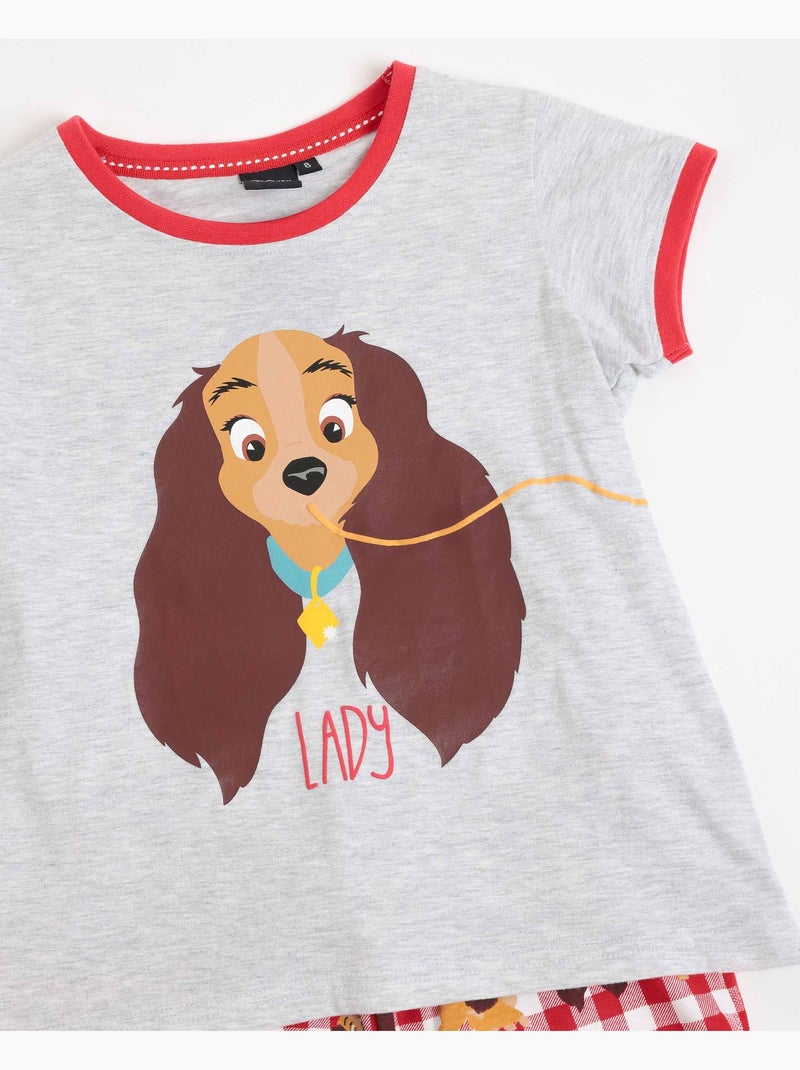 Pyjama à manches courtes Disney La Belle et le Clochard pour fille Rouge - Kiabi