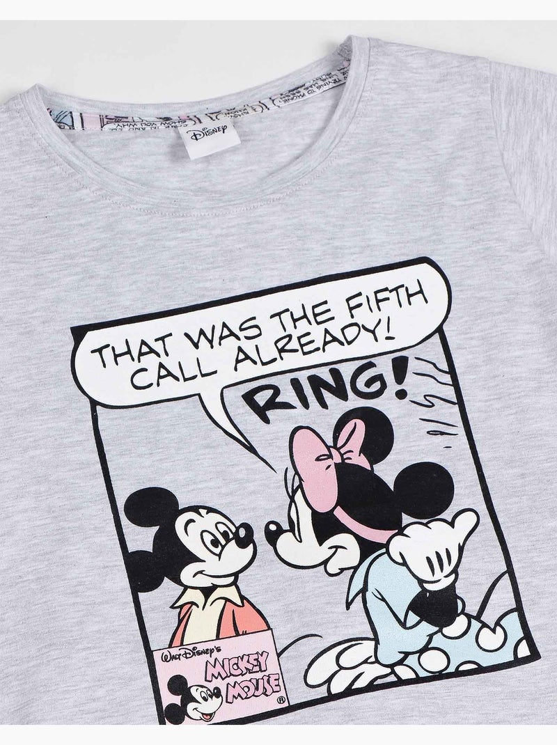 Pyjama à manches courtes Disney Mickey Comic pour fille Gris chiné - Kiabi