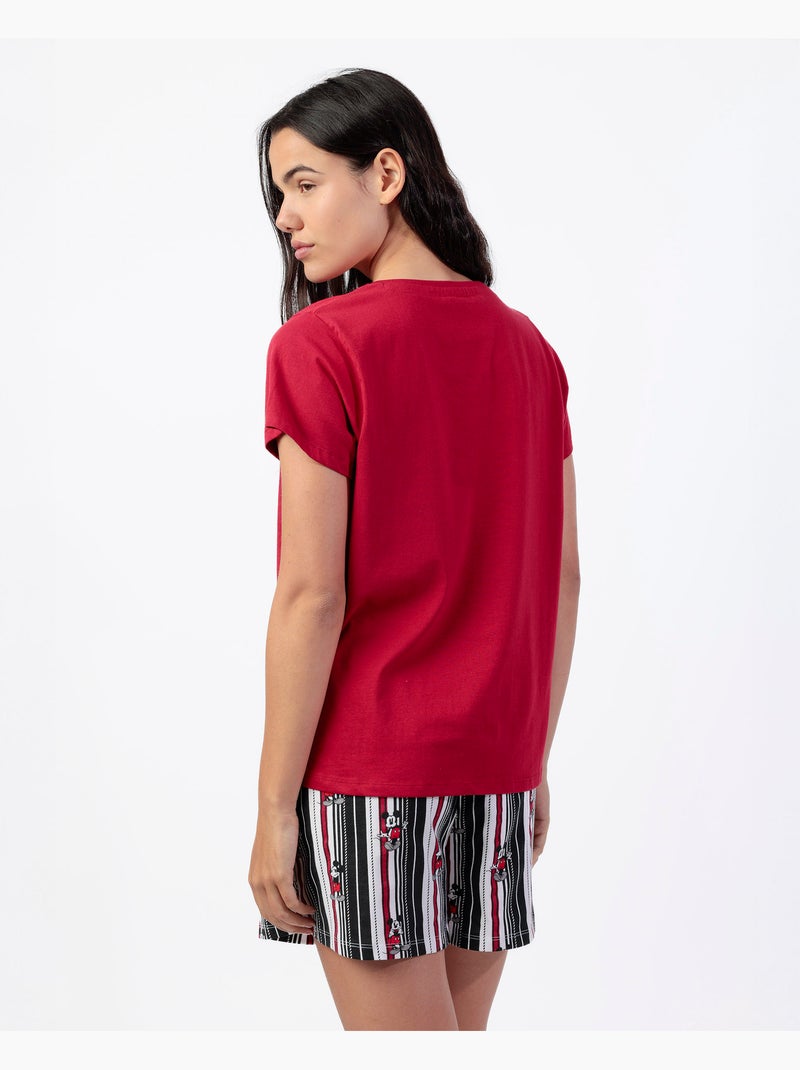Pyjama à manches courtes Disney Mickey New York pour femme Rouge - Kiabi