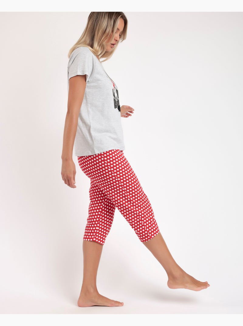 Pyjama à manches courtes Disney Minnie pour femme Gris chiné - Kiabi