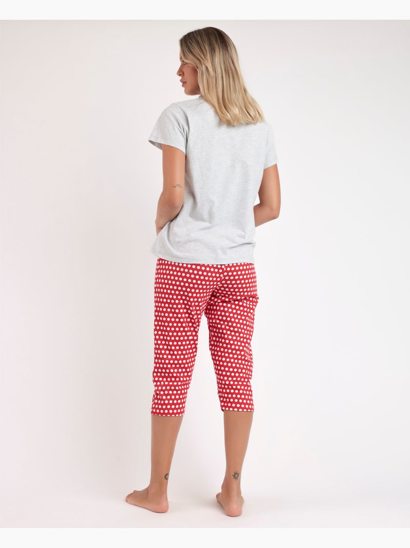 Pyjama à manches courtes Disney Minnie pour femme Gris chiné - Kiabi