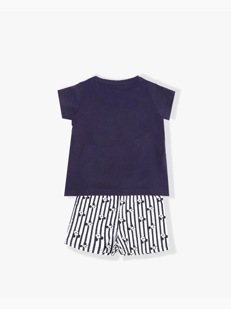 Pyjama à manches courtes Disney Minnie pour fille, idéal pour dormir Bleu marine - Kiabi