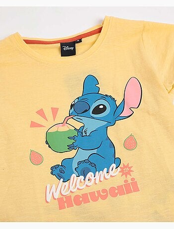 Pyjama à manches courtes Disney pour fille Motif tropical Stitch