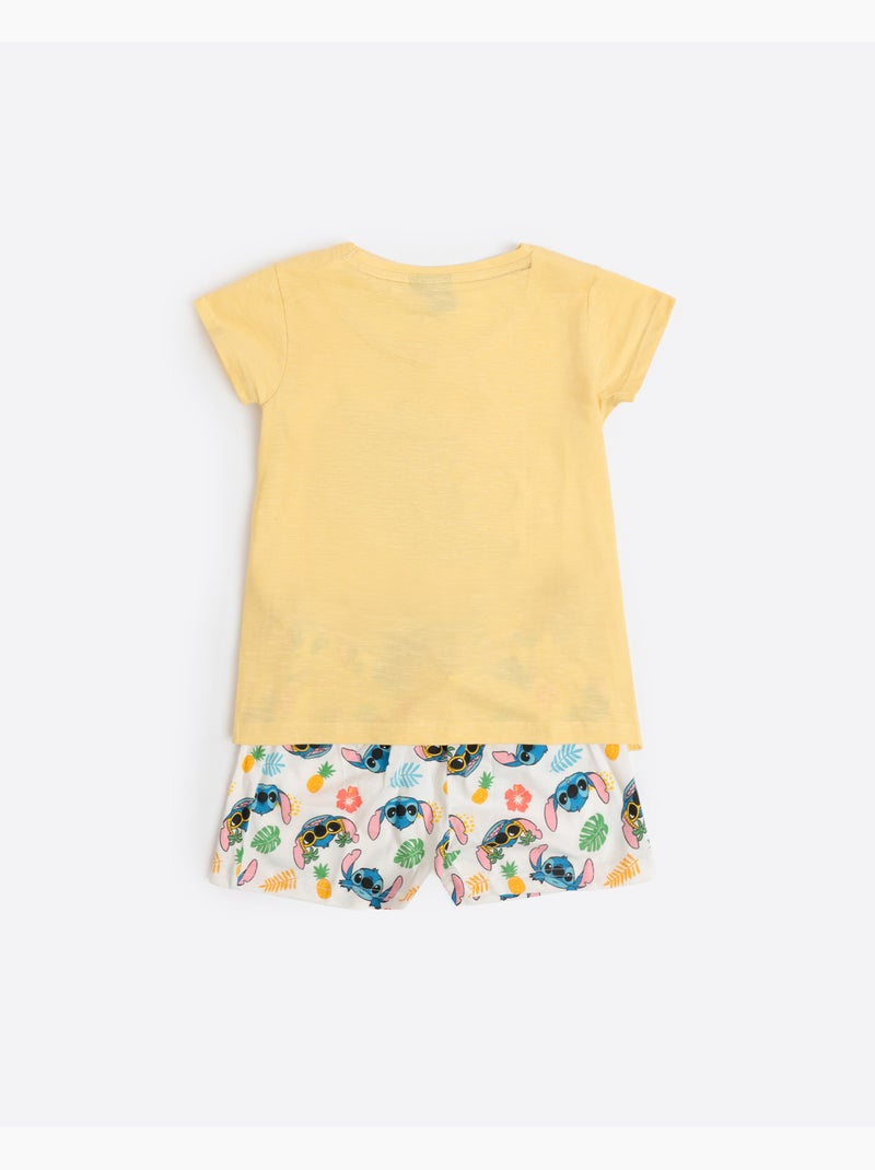 Pyjama à manches courtes Disney pour fille Motif tropical Stitch Bleu Jaune - Kiabi