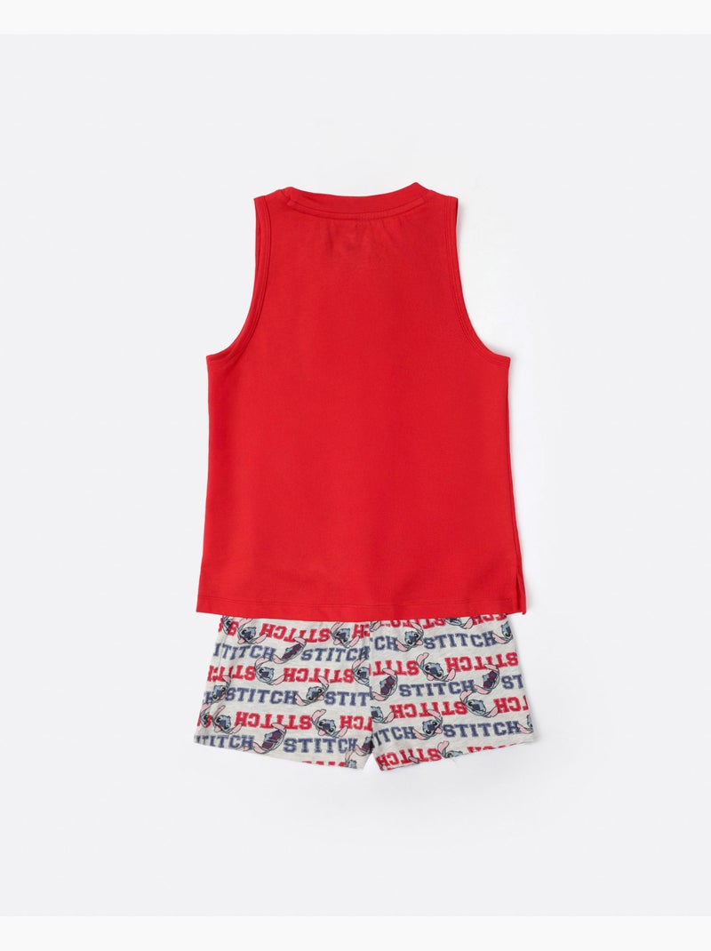 Pyjama à manches courtes Disney Stitch University pour fille Rouge - Kiabi