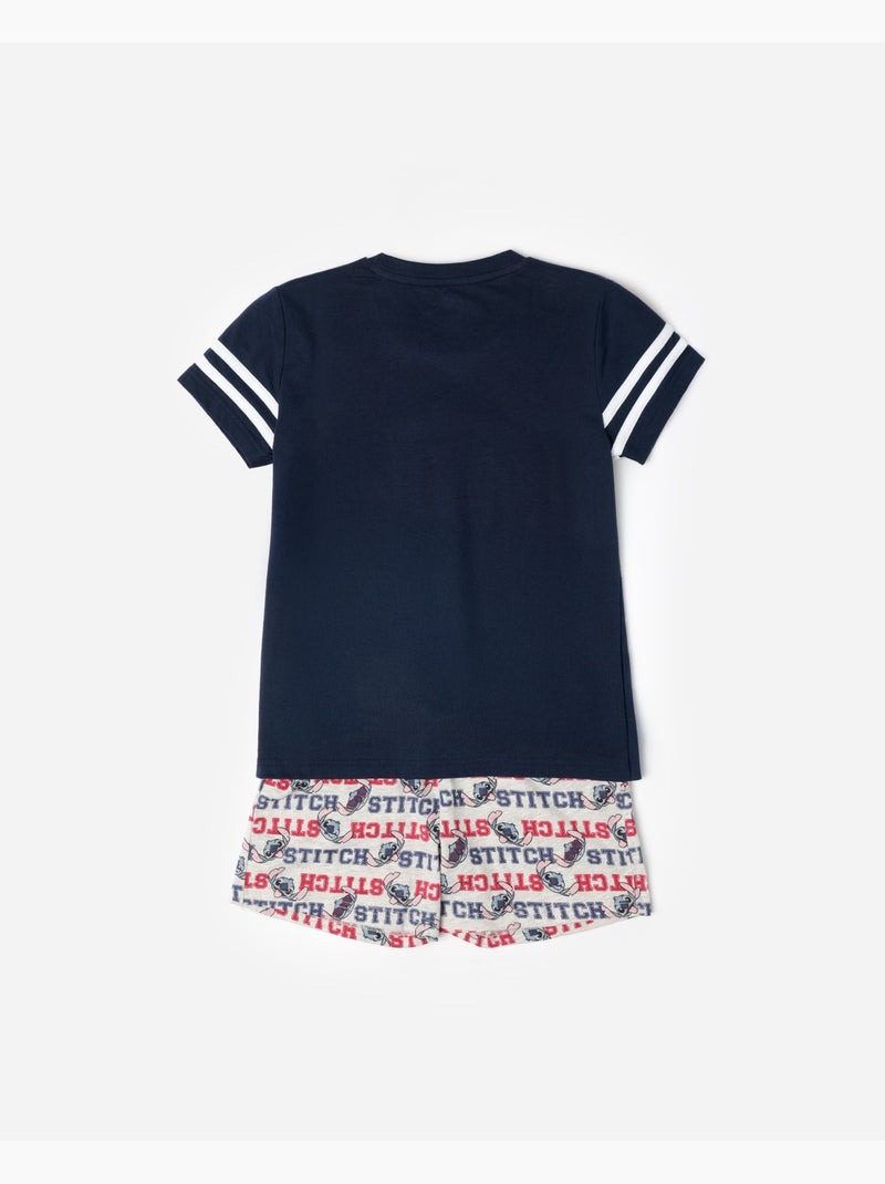 Pyjama à manches courtes Disney Stitch University pour garçon Bleu marine - Kiabi