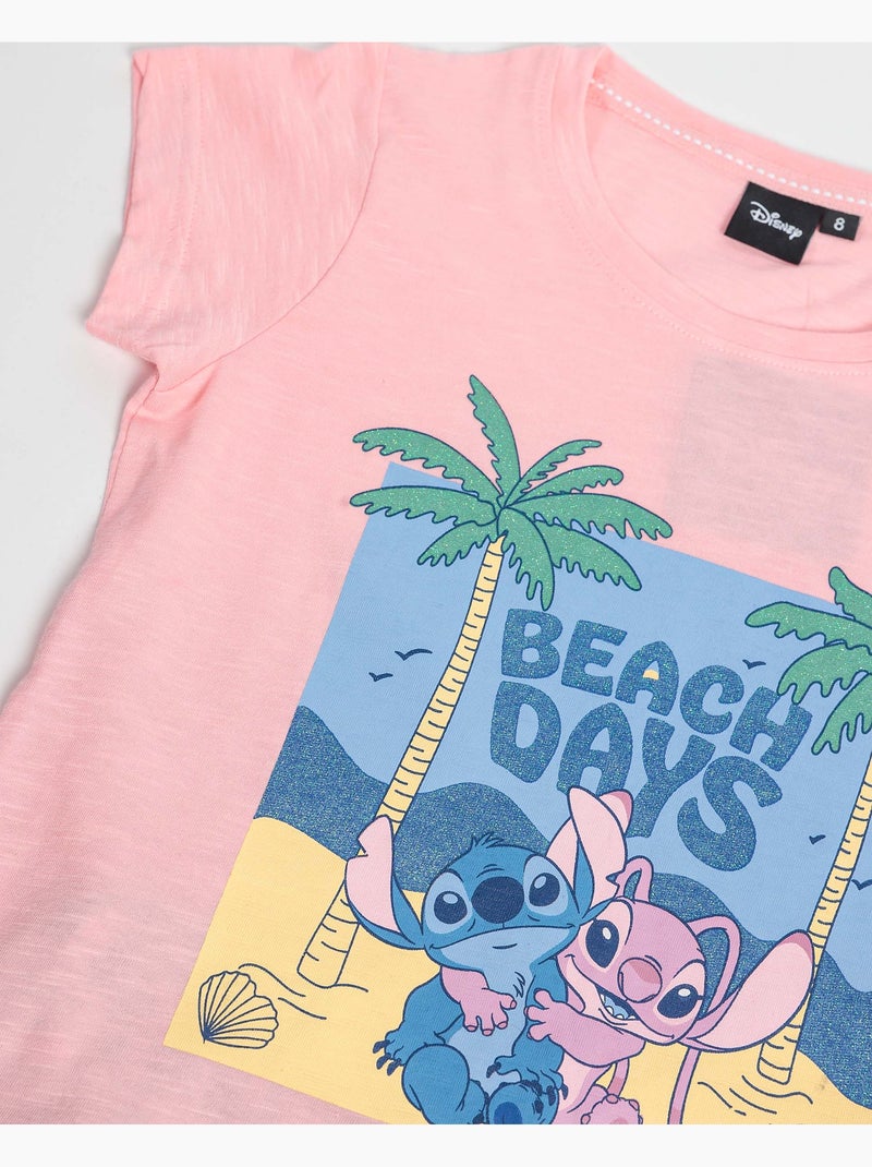 Pyjama à manches courtes DISNEY Stitch Waves pour filles Rose - Kiabi