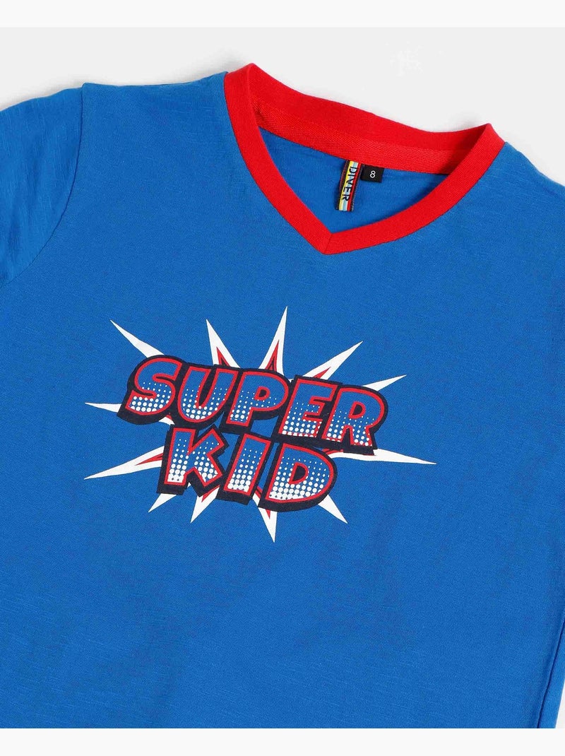 Pyjama à manches courtes DIVER Super Dad pour garçon Bleu fluo - Kiabi
