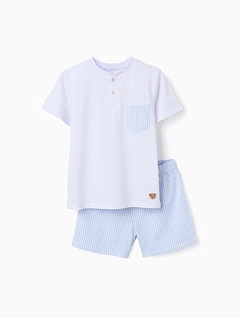 Pyjama à manches courtes en coton à rayures