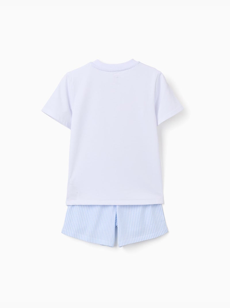 Pyjama à manches courtes en coton à rayures Blanc - Kiabi