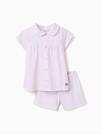 Pyjama à manches courtes en coton à rayures
