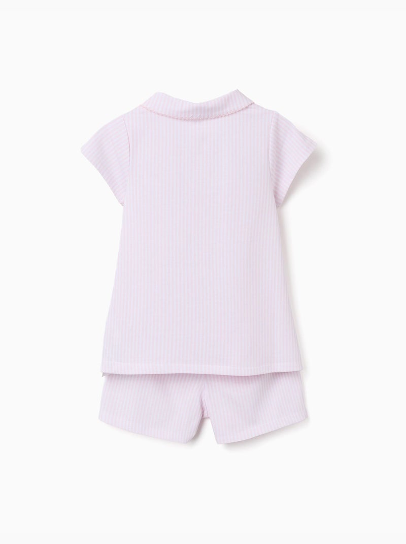 Pyjama à manches courtes en coton à rayures Rose clair - Kiabi