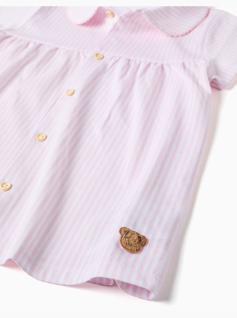 Pyjama à manches courtes en coton à rayures Rose clair - Kiabi