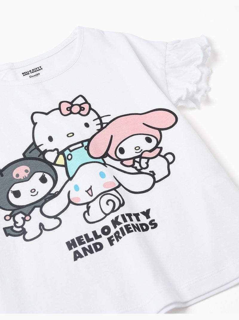 Pyjama à manches courtes en coton avec imprimé Hello Kitty Blanc - Kiabi