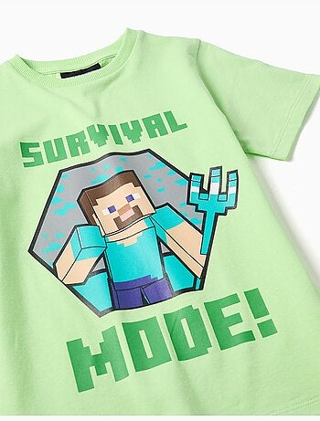 Pyjama à manches courtes en coton avec imprimé Minecraft