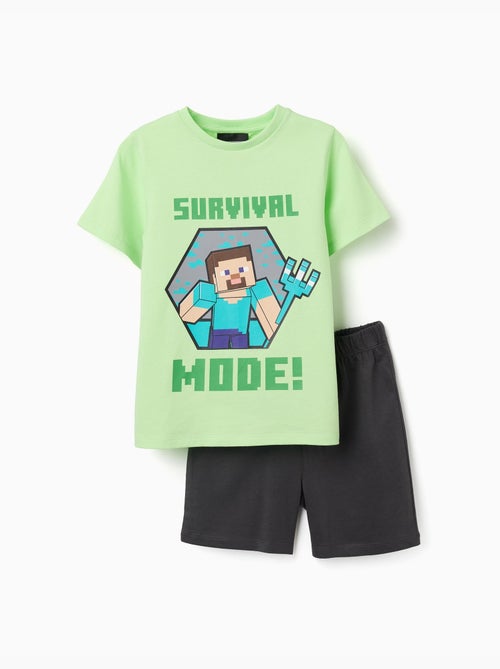 Pyjama à manches courtes en coton avec imprimé Minecraft - Kiabi