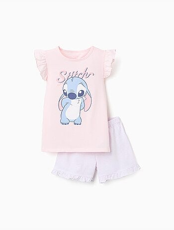 Pyjama à manches courtes en coton avec imprimé Stitch