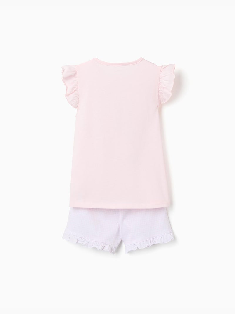 Pyjama à manches courtes en coton avec imprimé Stitch Rose clair - Kiabi
