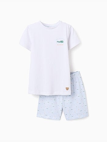 Pyjama à manches courtes en coton avec imprimés alligator