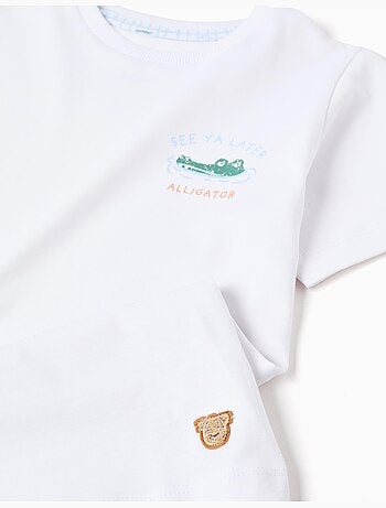 Pyjama à manches courtes en coton avec imprimés alligator