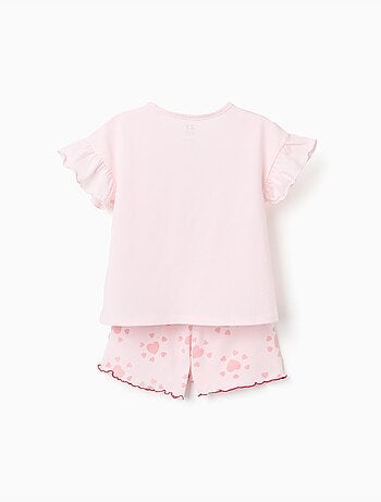 Pyjama à manches courtes en coton avec imprimés cœur