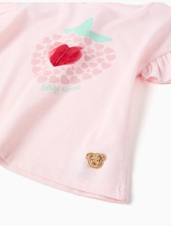Pyjama à manches courtes en coton avec imprimés cœur