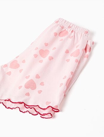 Pyjama à manches courtes en coton avec imprimés cœur