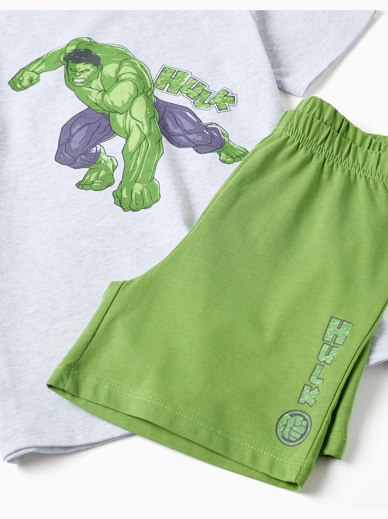 Pyjama à manches courtes en coton avec imprimés Hulk Gris clair - Kiabi