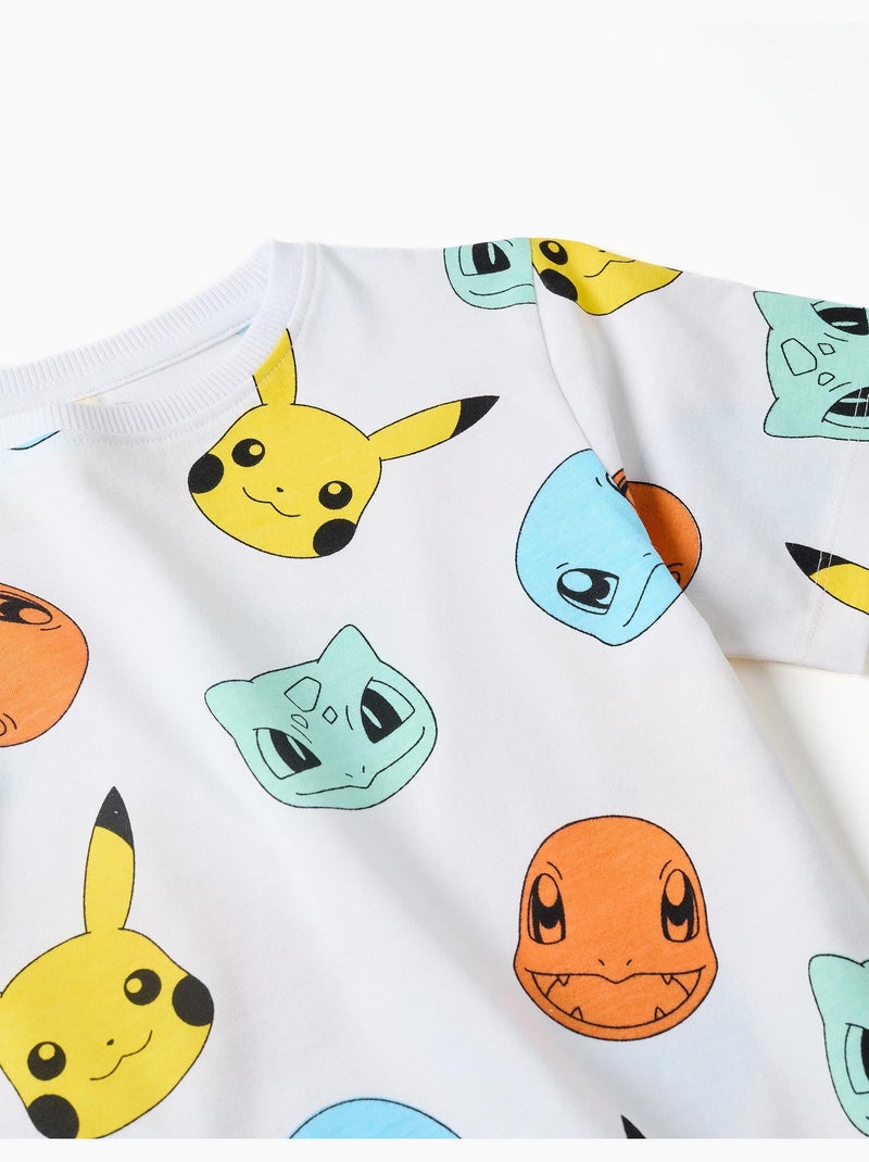 Pyjama à manches courtes en coton avec imprimés Pokémon Blanc - Kiabi