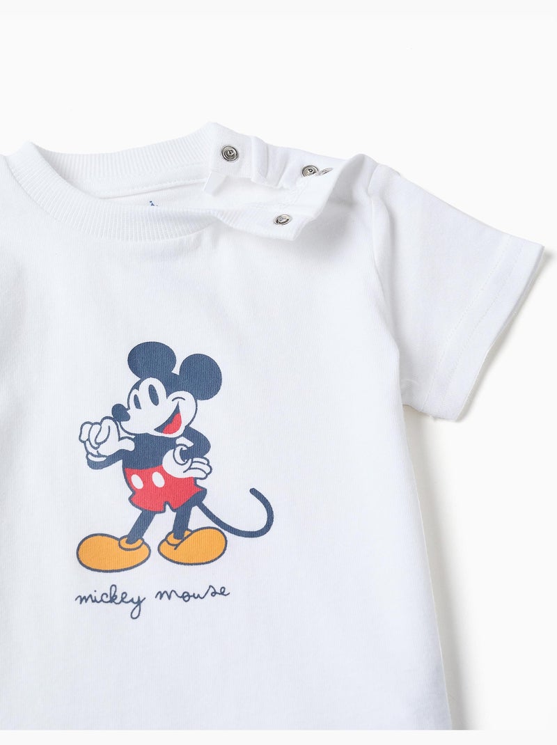 Pyjama à manches courtes en coton avec Mickey Blanc - Kiabi