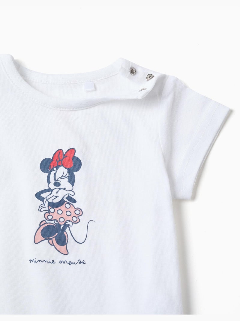 Pyjama à manches courtes en coton avec Minnie Blanc - Kiabi