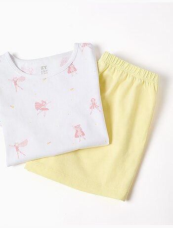 Pyjama à manches courtes en coton avec motif de super-héroïne