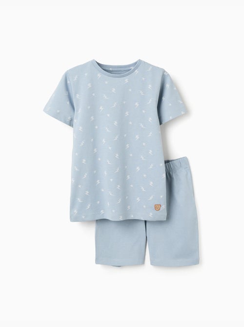 Pyjama à manches courtes en coton avec motif éclair - Kiabi